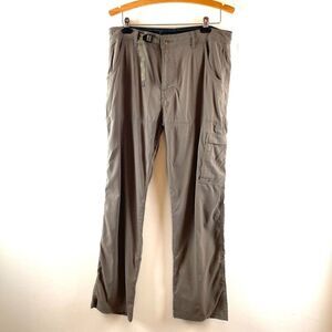 Prana Zion Stretch Mens L Pants Brown Nylon Belted Gorpcore Camp Outdoor Hike